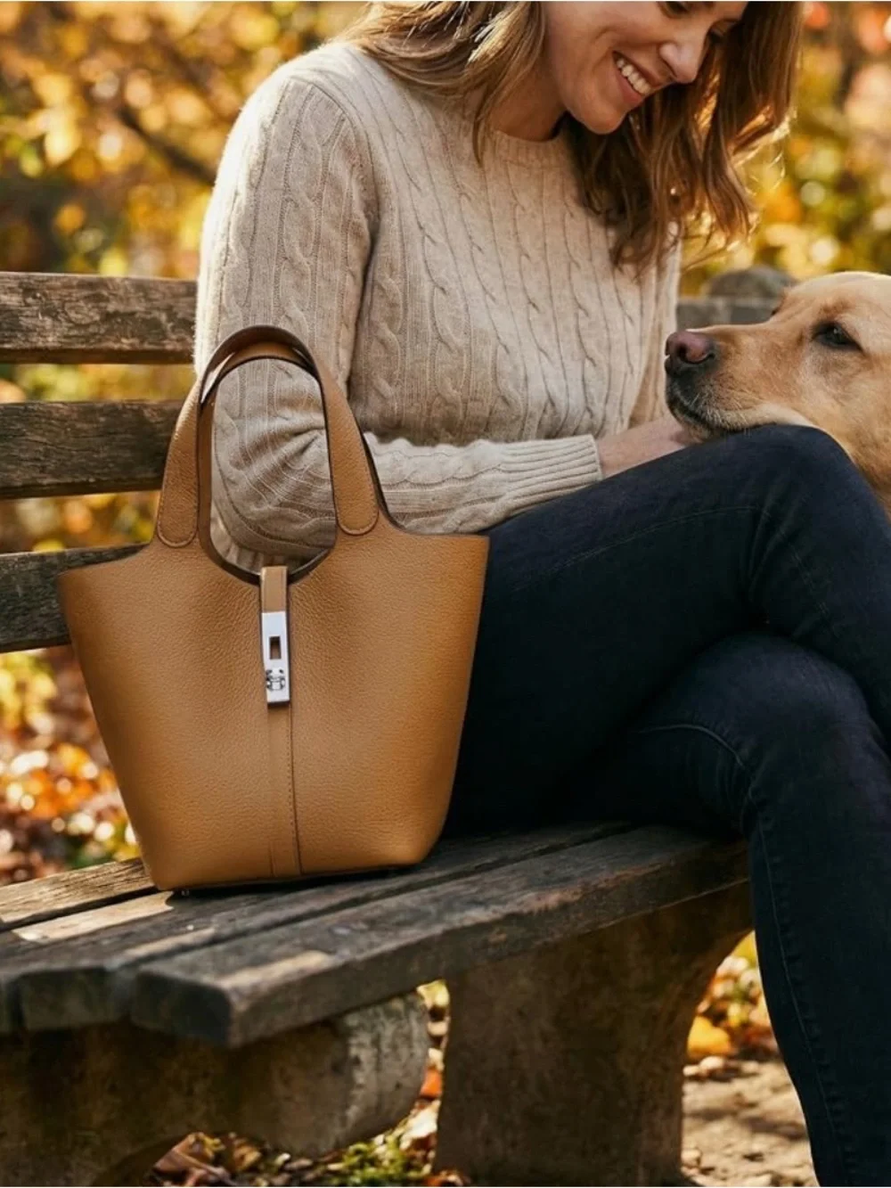 Brown Vegan Bucket Purse EUC